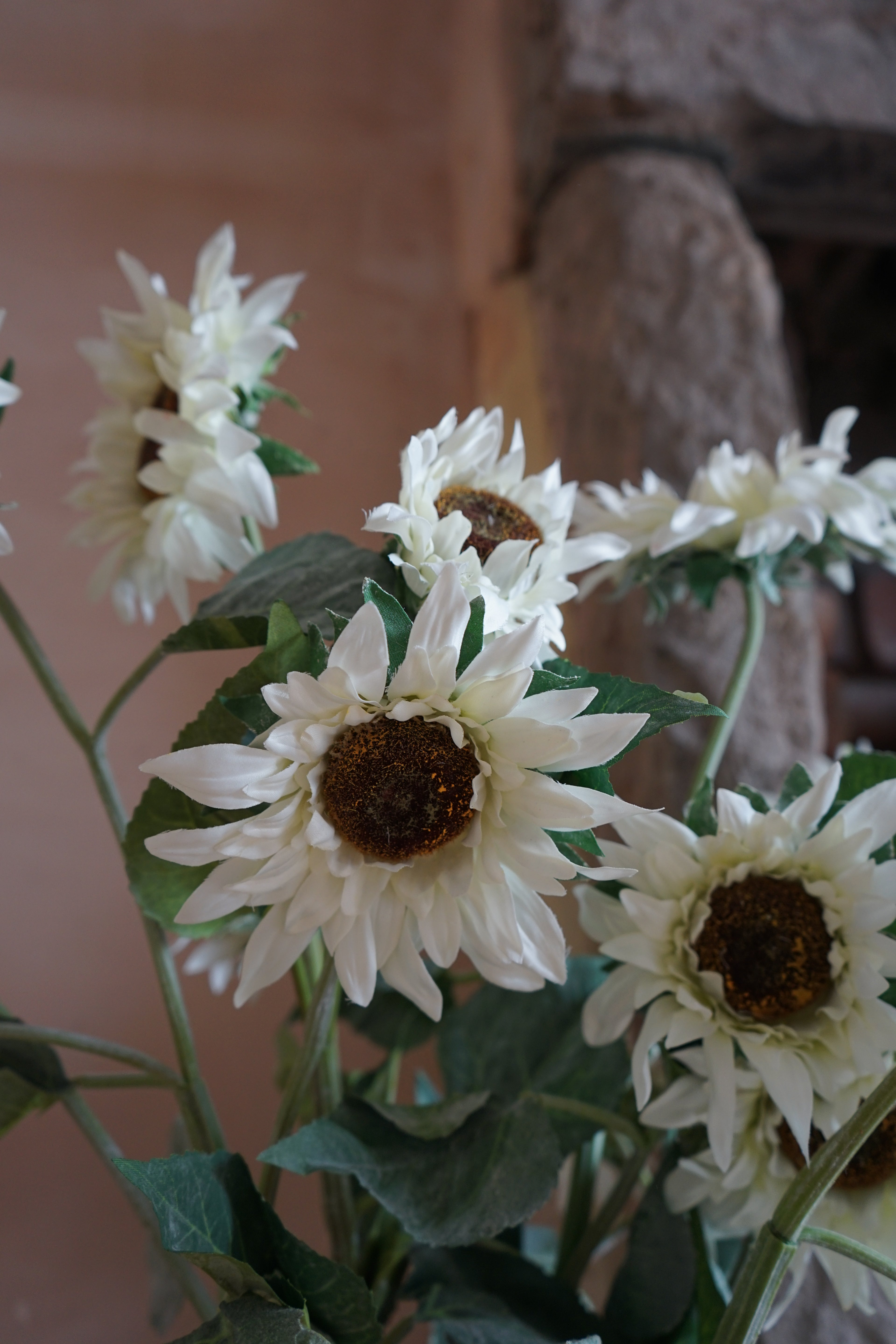 Faux Cream Sunflower Spray