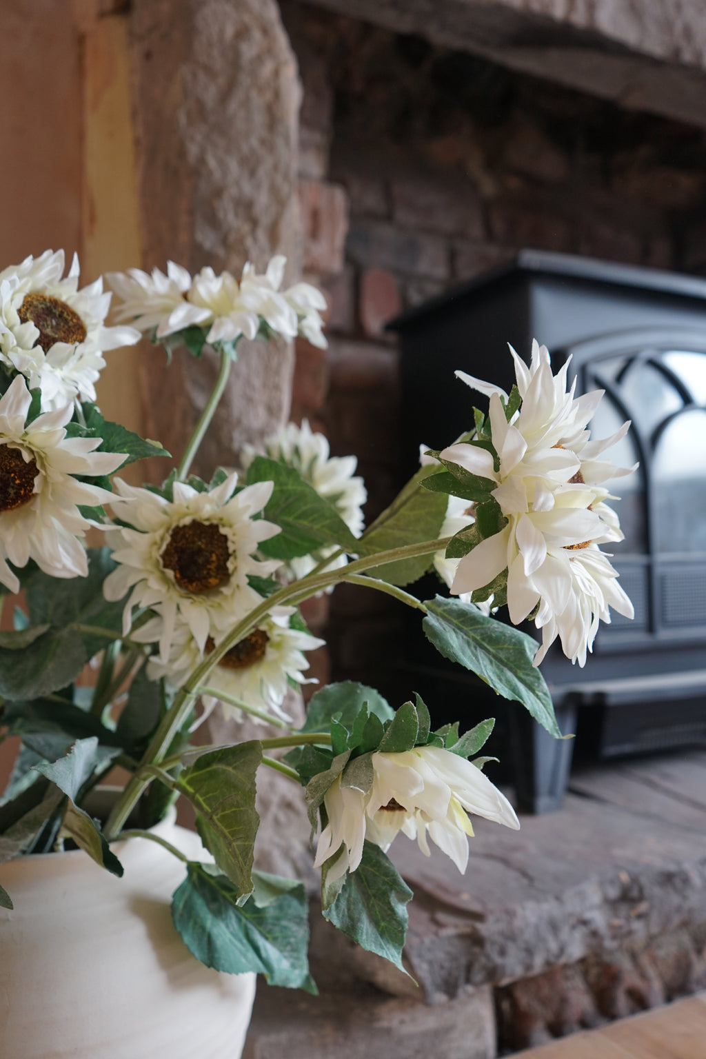 Faux Cream Sunflower Spray