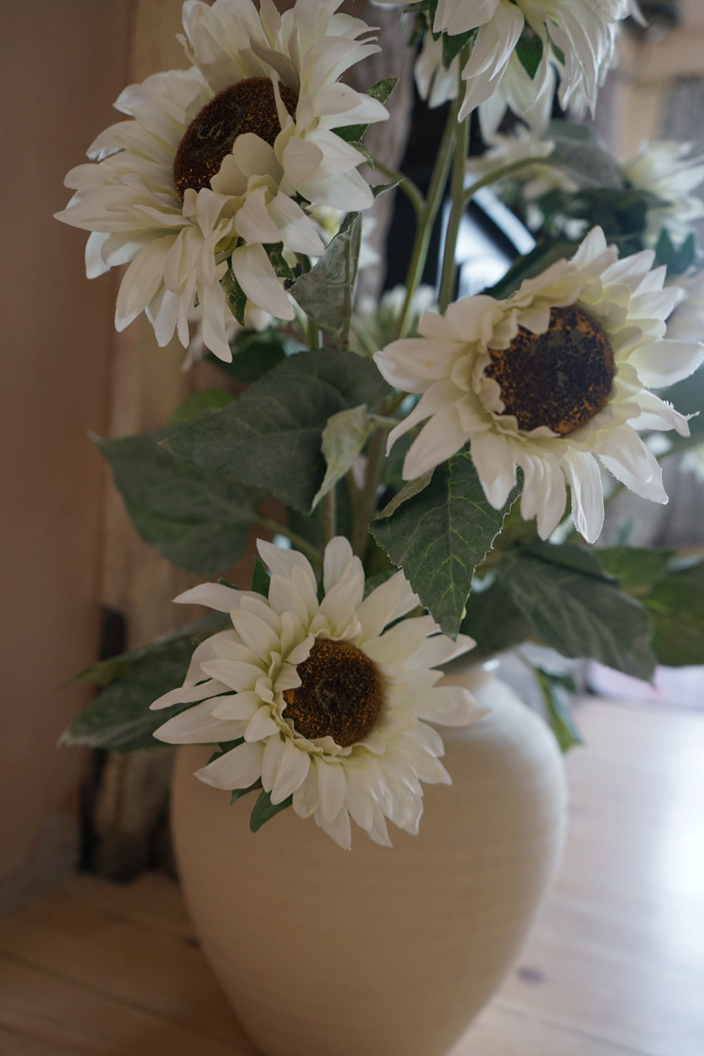 Faux Cream Sunflower Spray