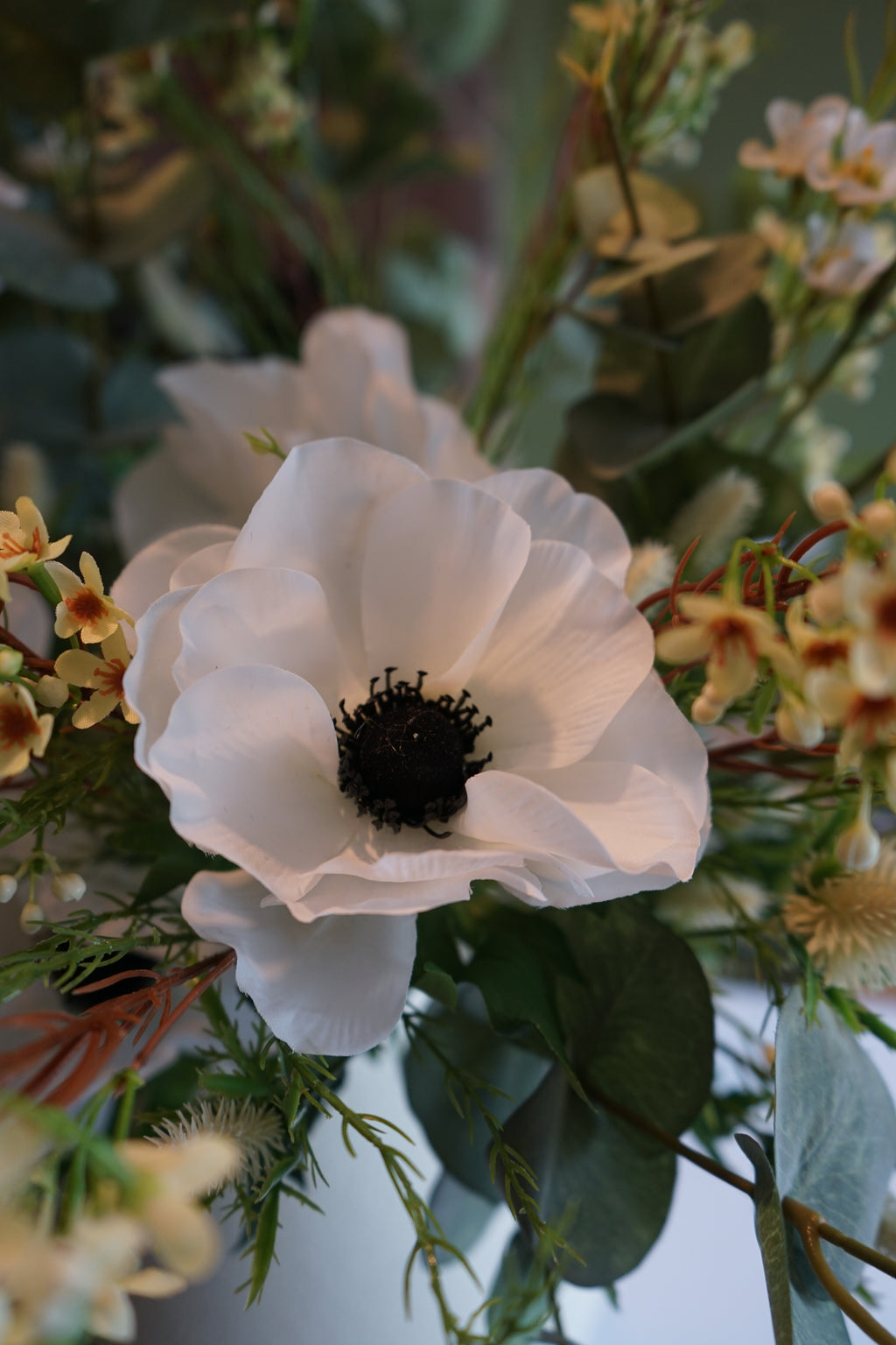 Faux White Anemone Stem