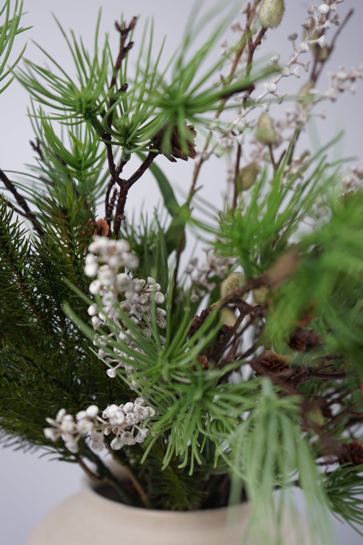 Faux Winter Pine Arrangement