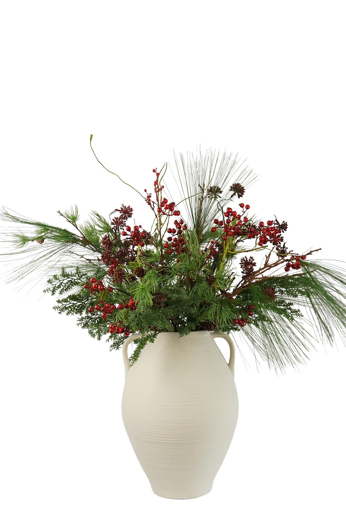 Faux Winter Berry & Pine Arrangement
