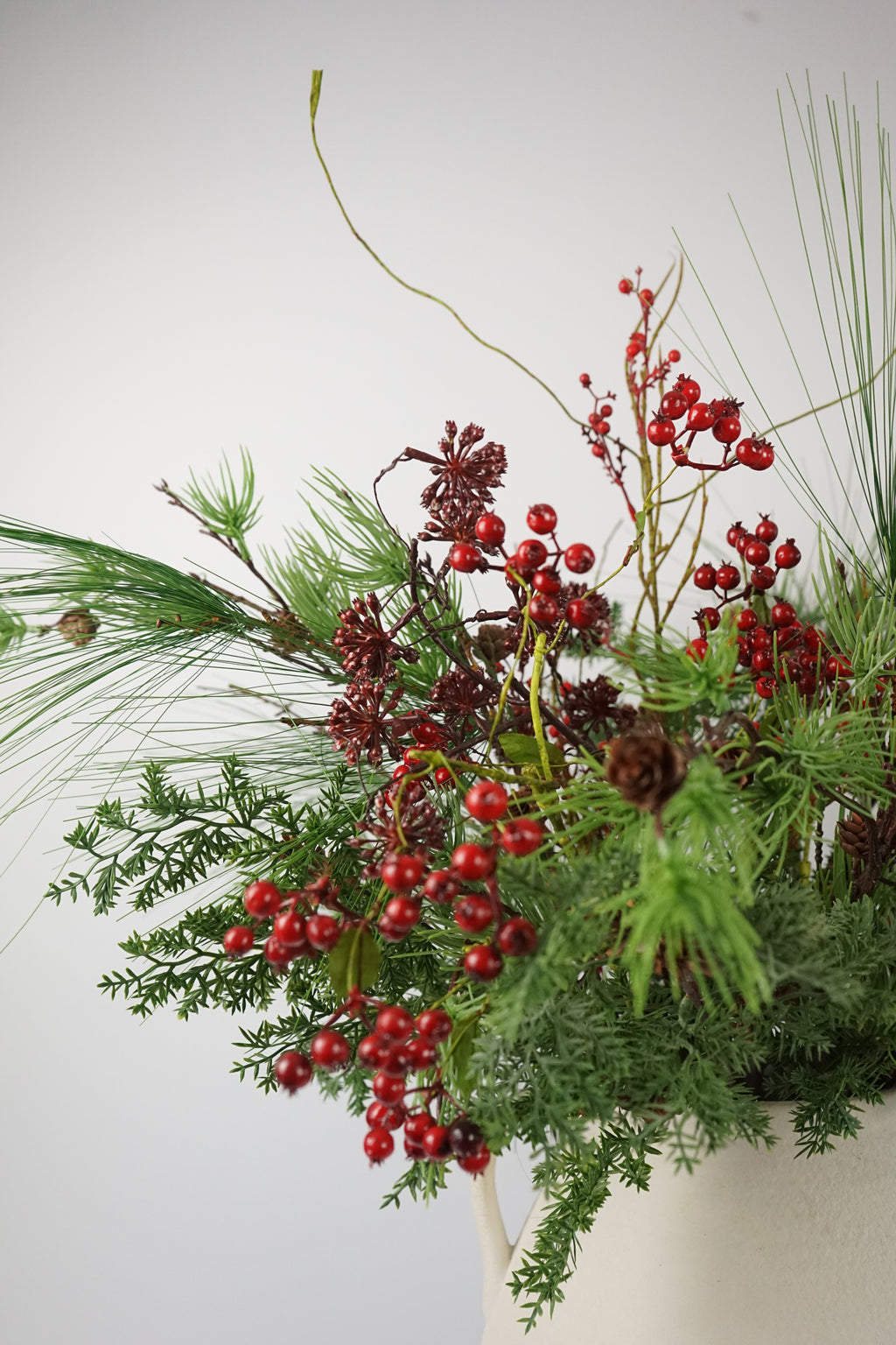 Faux Winter Berry & Pine Arrangement
