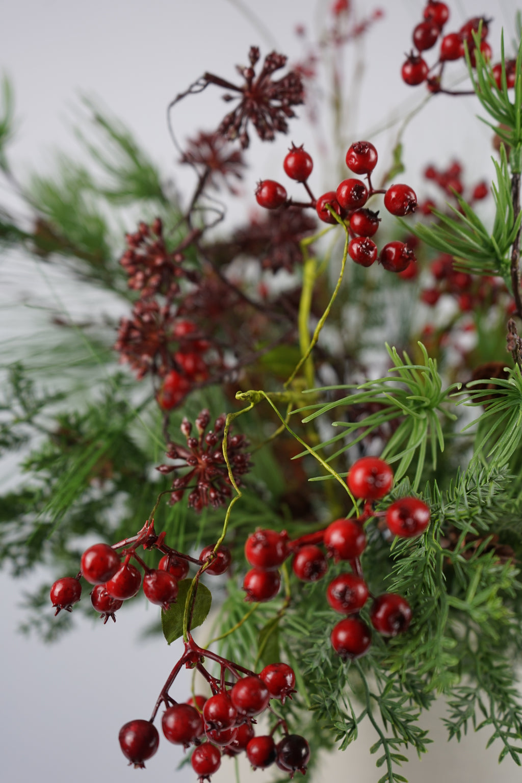 Faux Winter Berry & Pine Arrangement