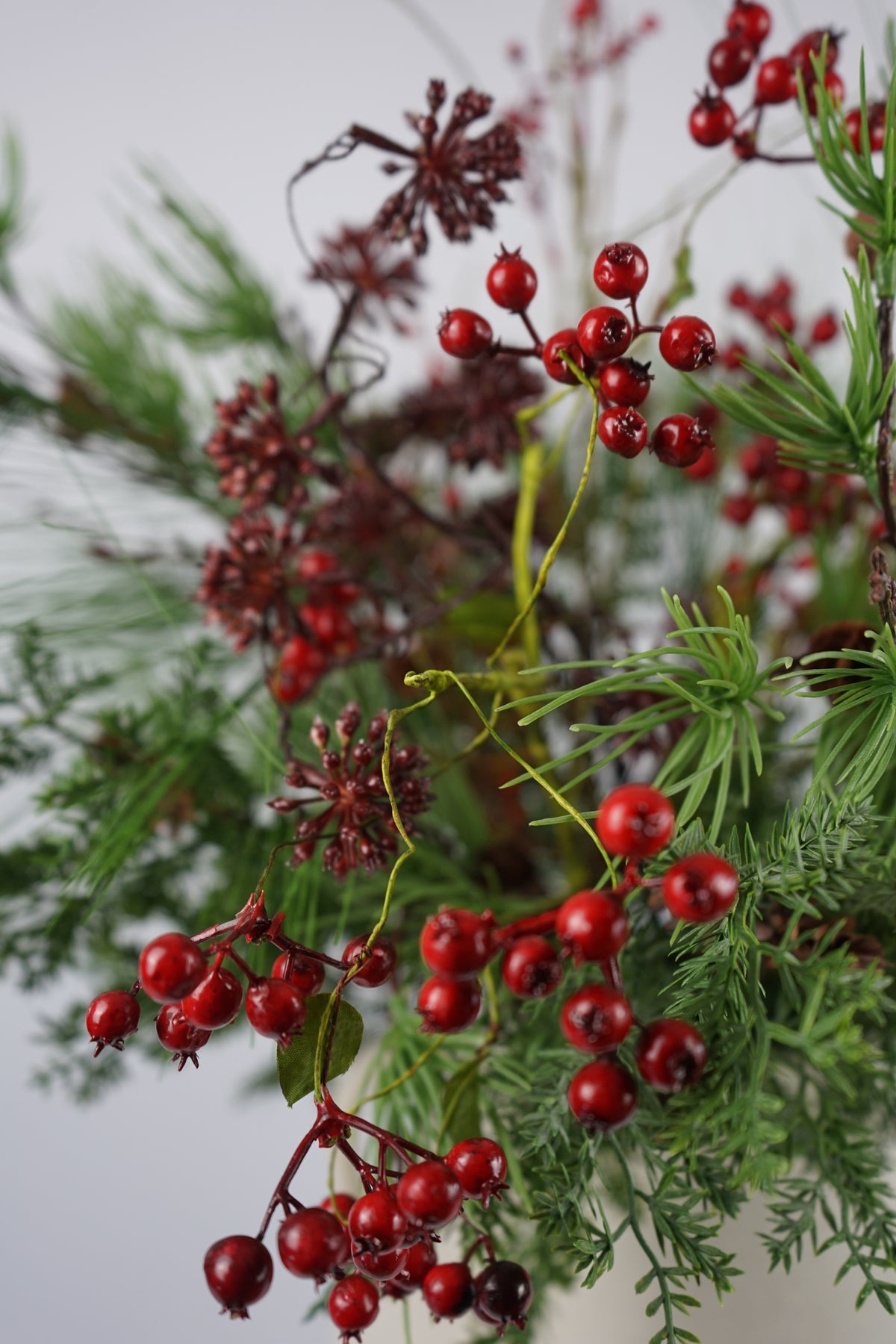Faux Winter Berry & Pine Arrangement