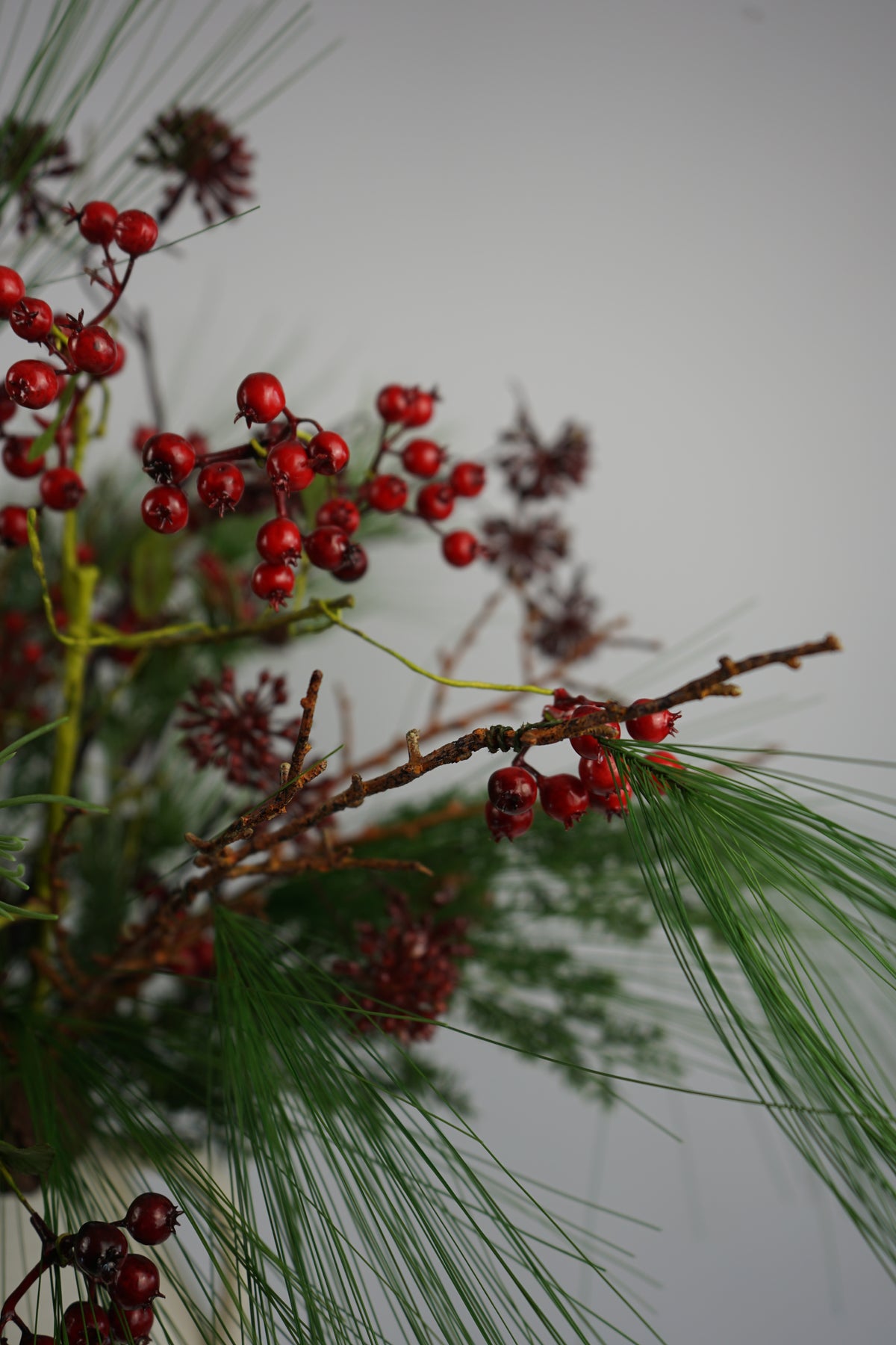 Faux Winter Berry & Pine Arrangement