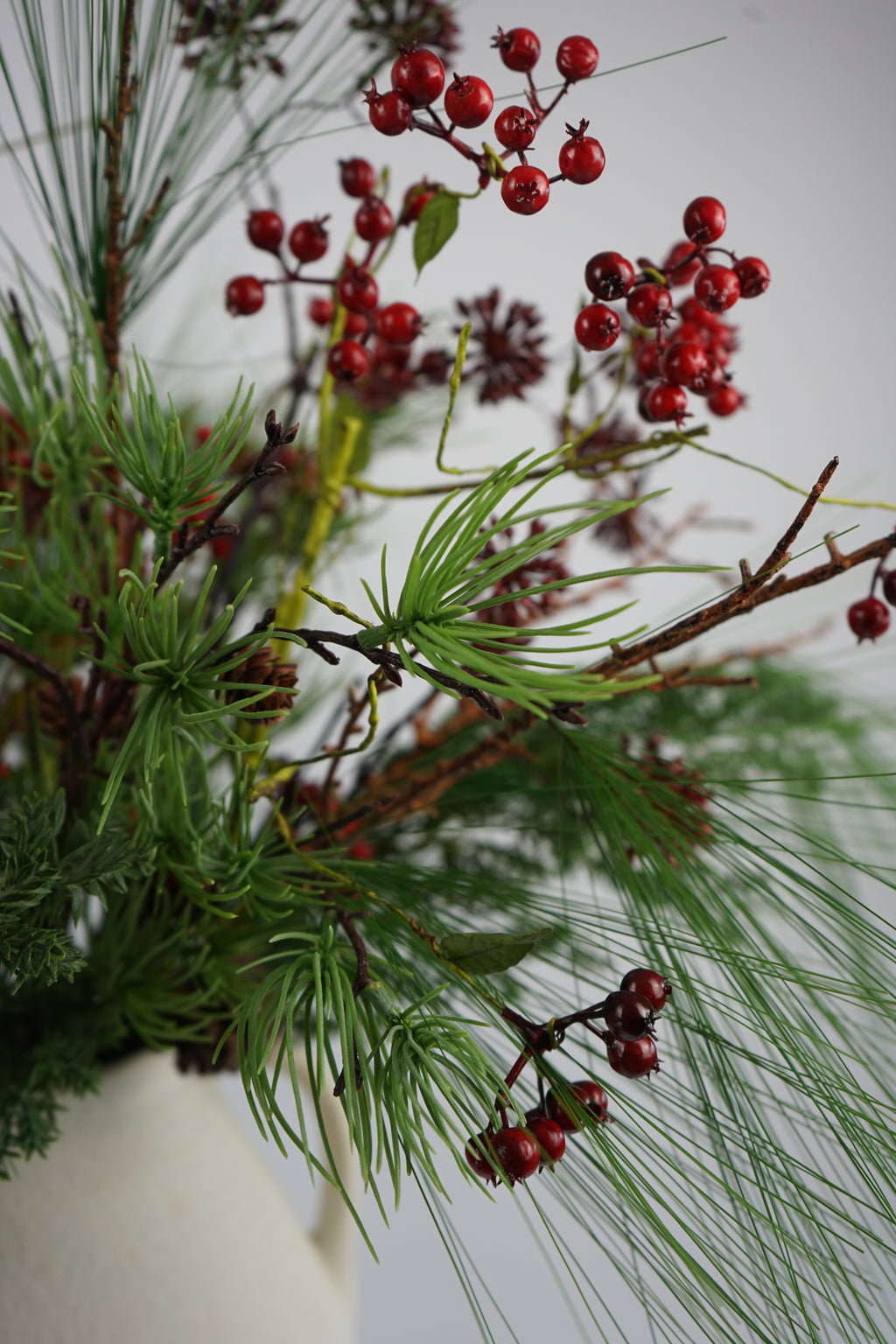 Faux Winter Berry & Pine Arrangement