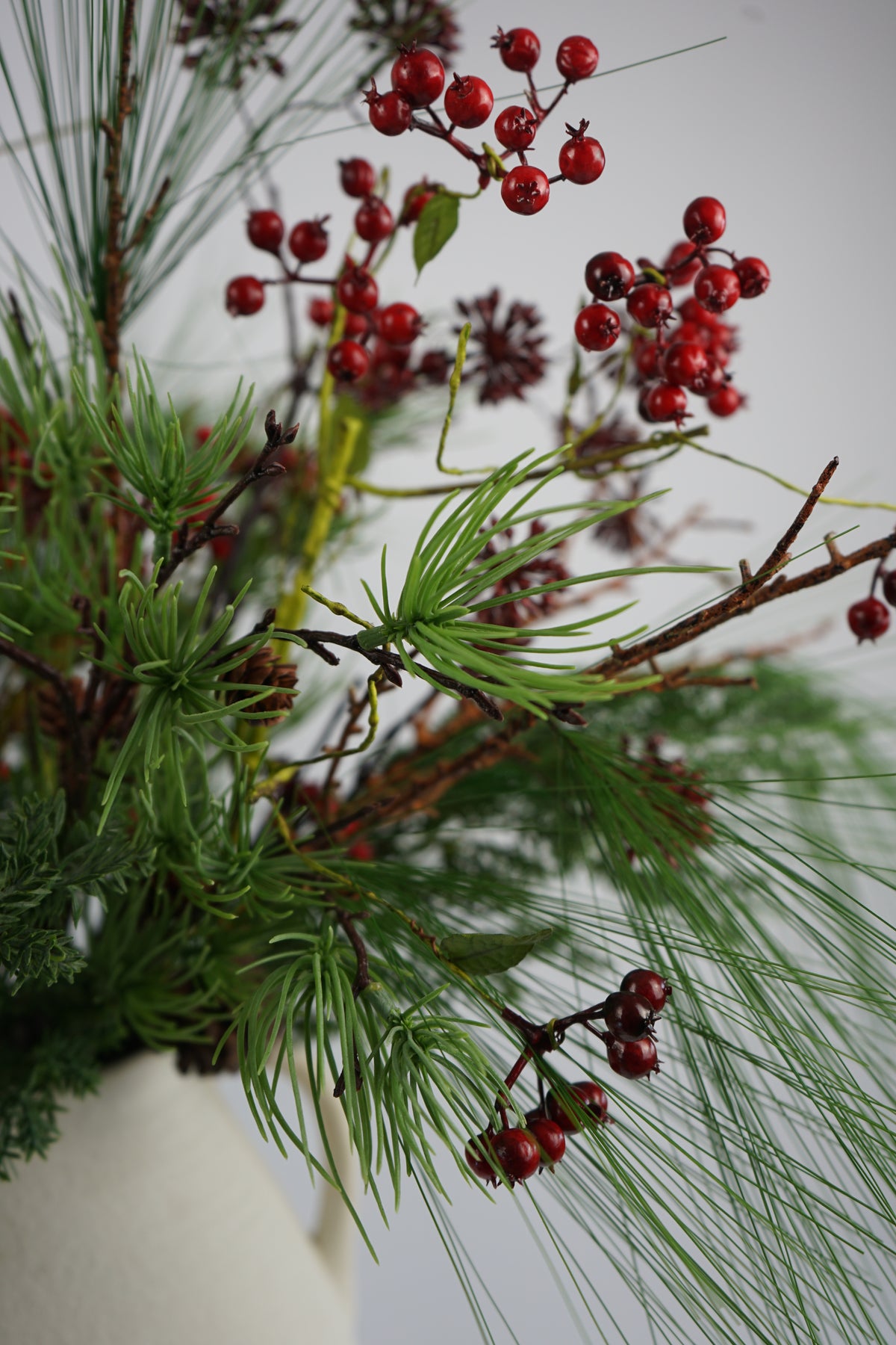 Faux Winter Berry & Pine Arrangement