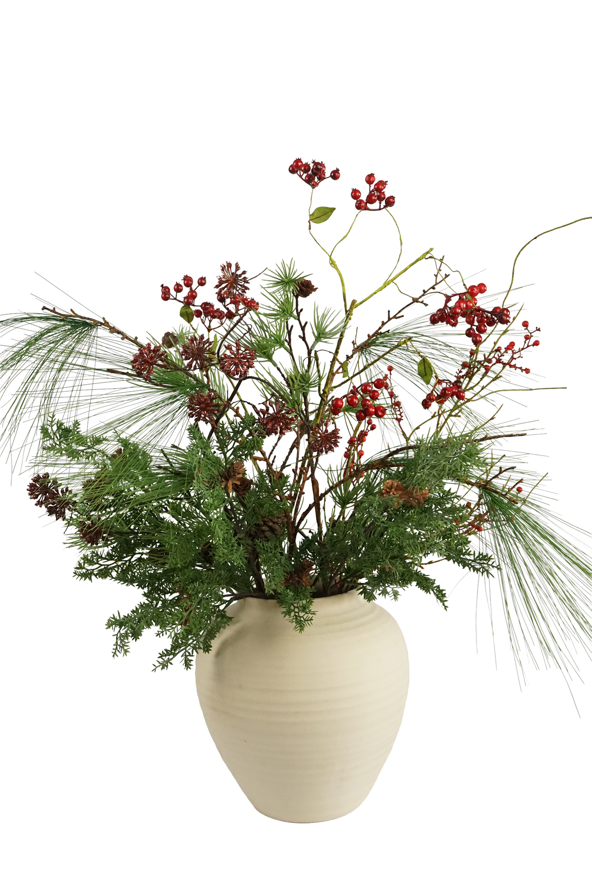 Faux Winter Berry & Pine Arrangement