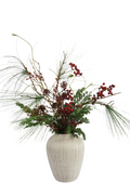 Faux Winter Berry & Pine Arrangement