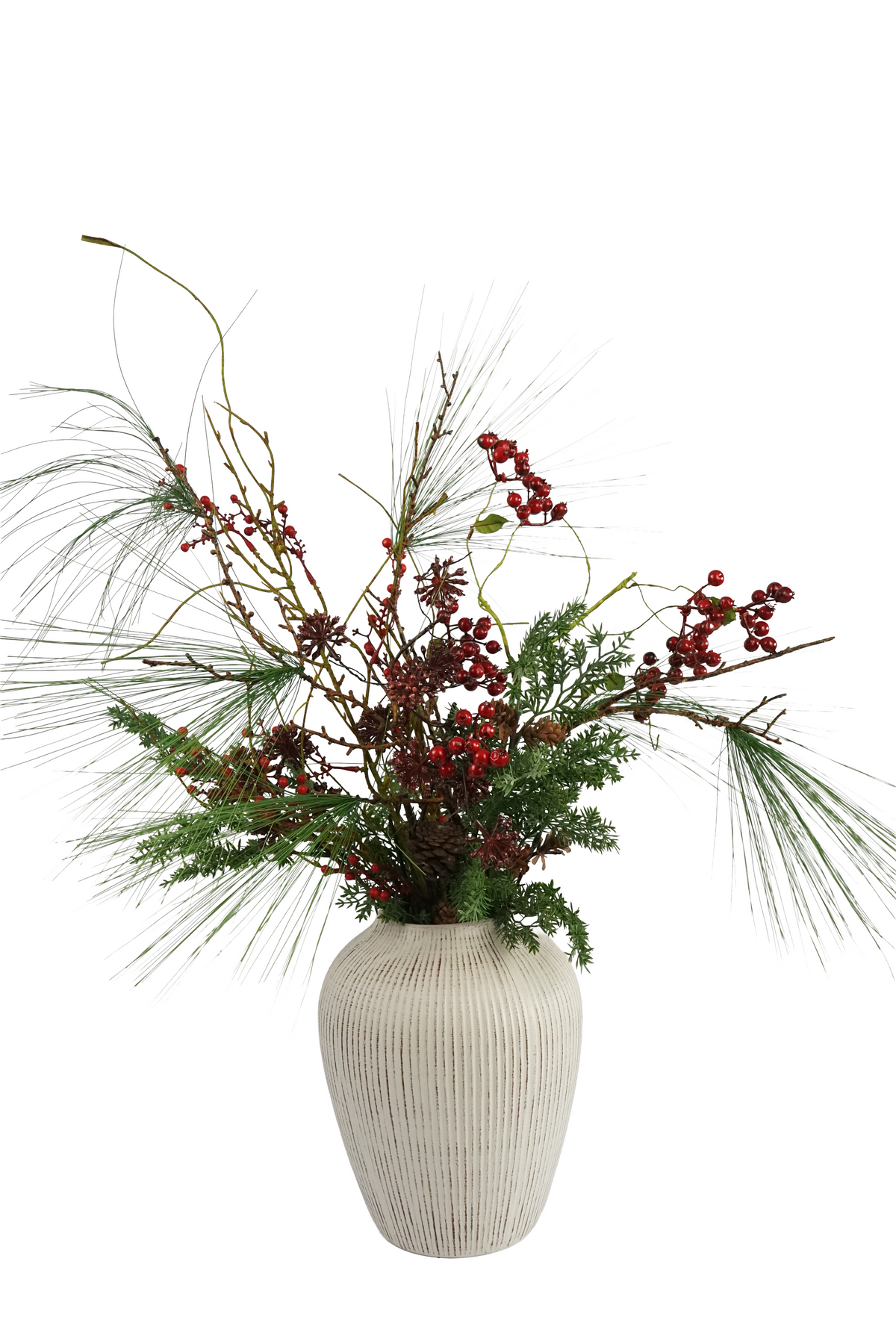 Faux Winter Berry & Pine Arrangement