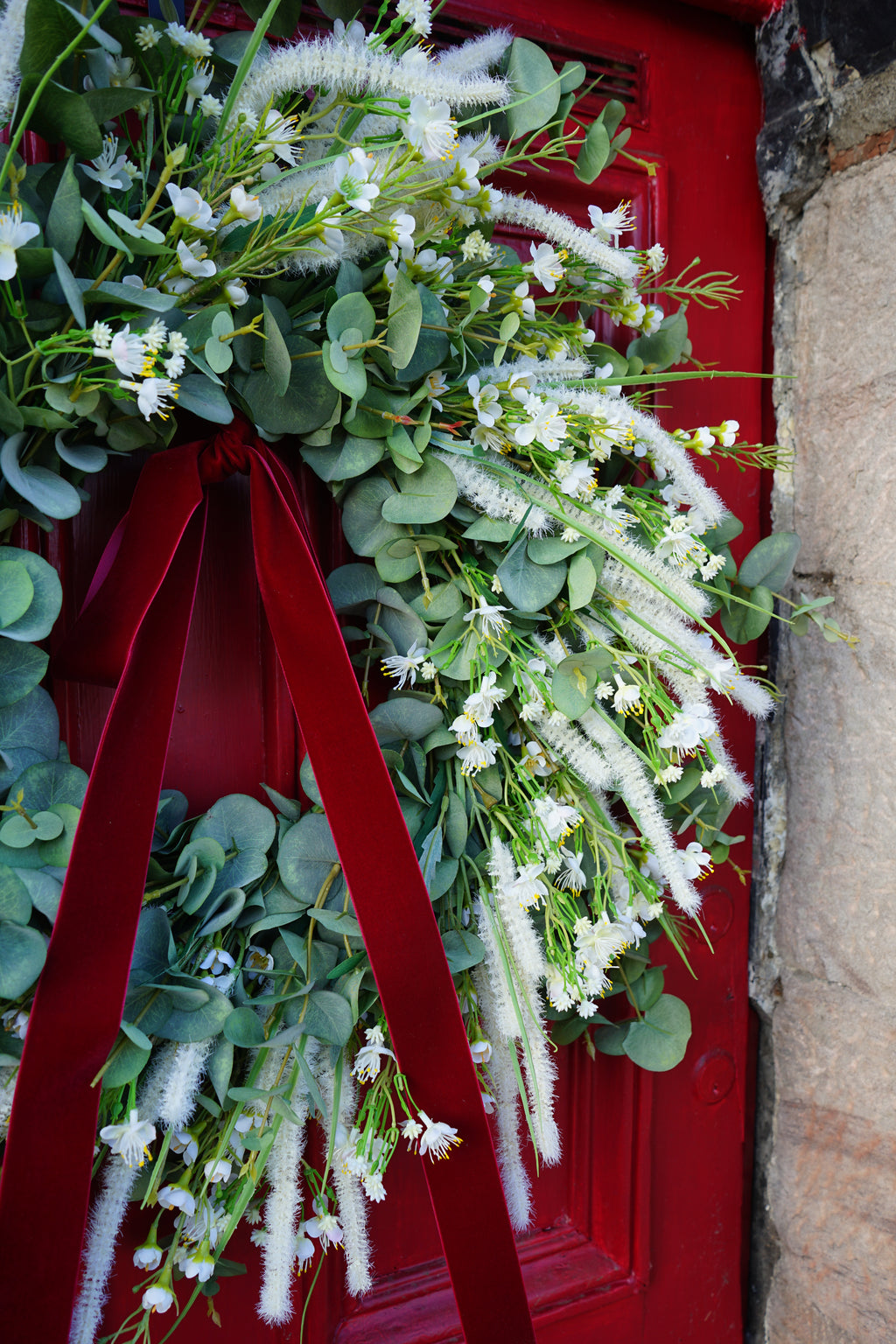 Faux Eucalyptus & Waxflower Wreath