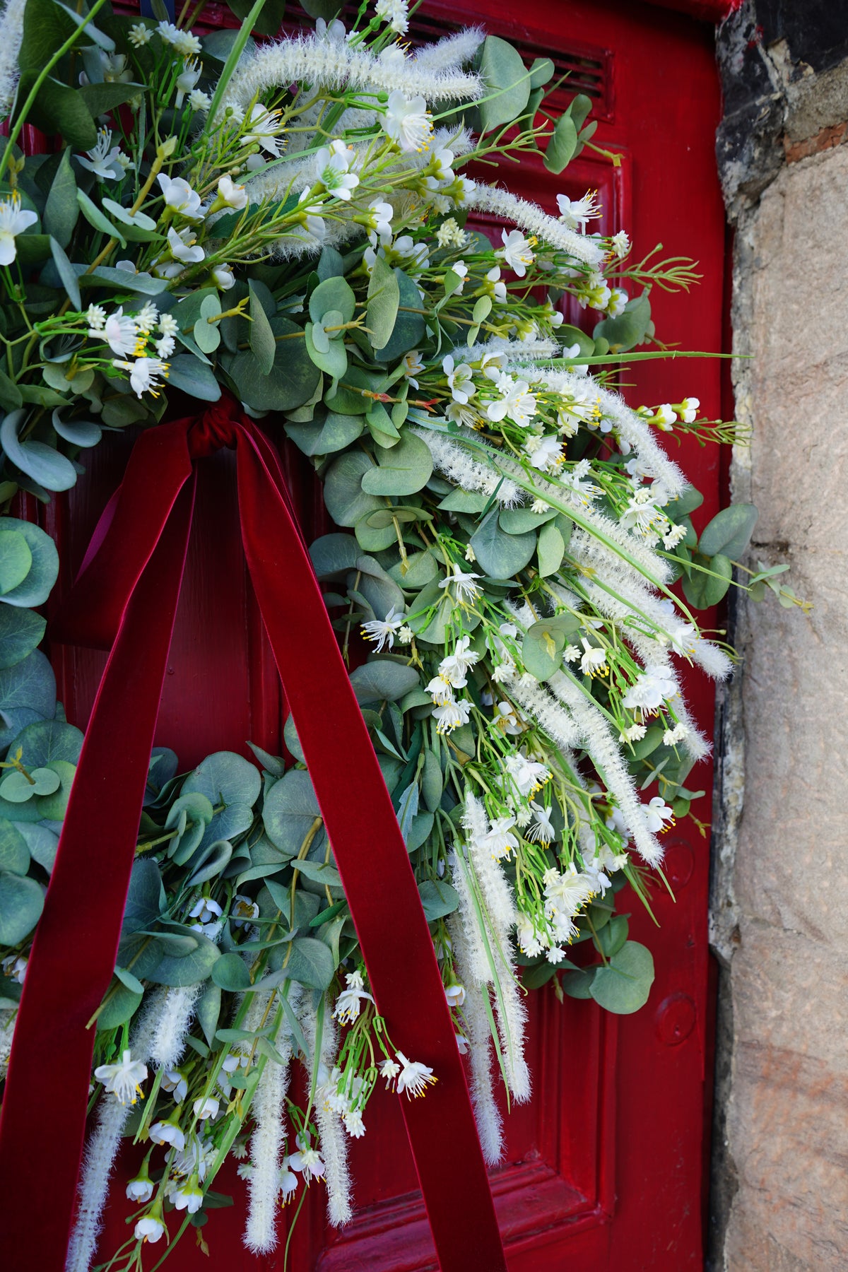 Faux Eucalyptus & Waxflower Wreath