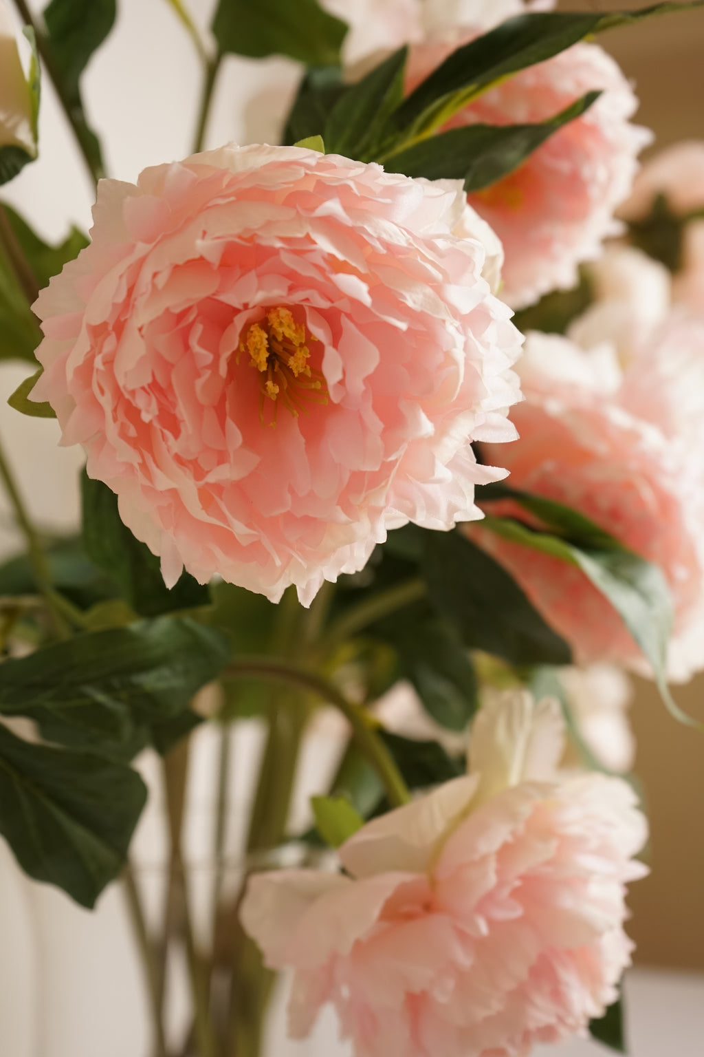 Faux Pink Peony Stem