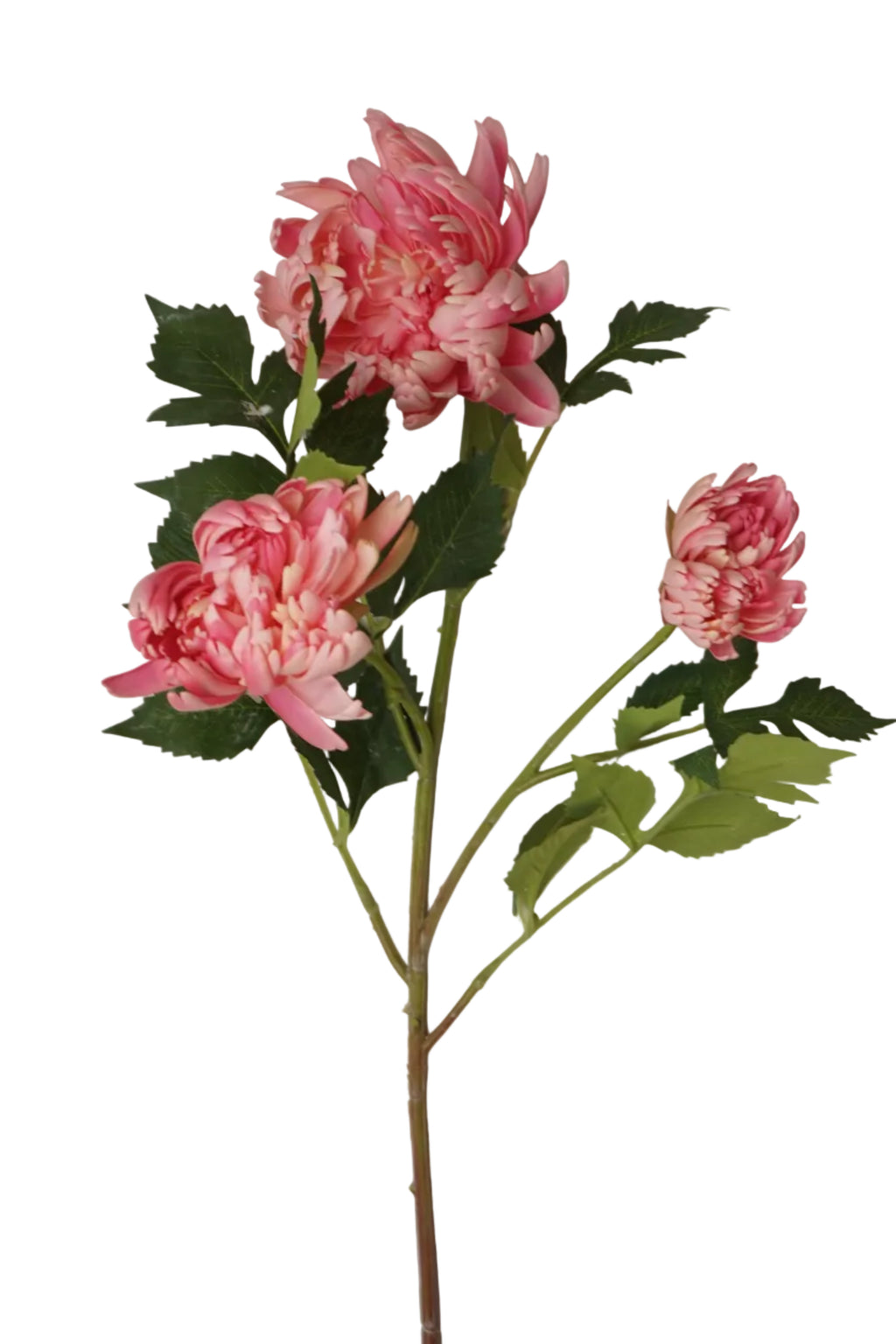 Faux Coral Pink Chrysanthemum Spray