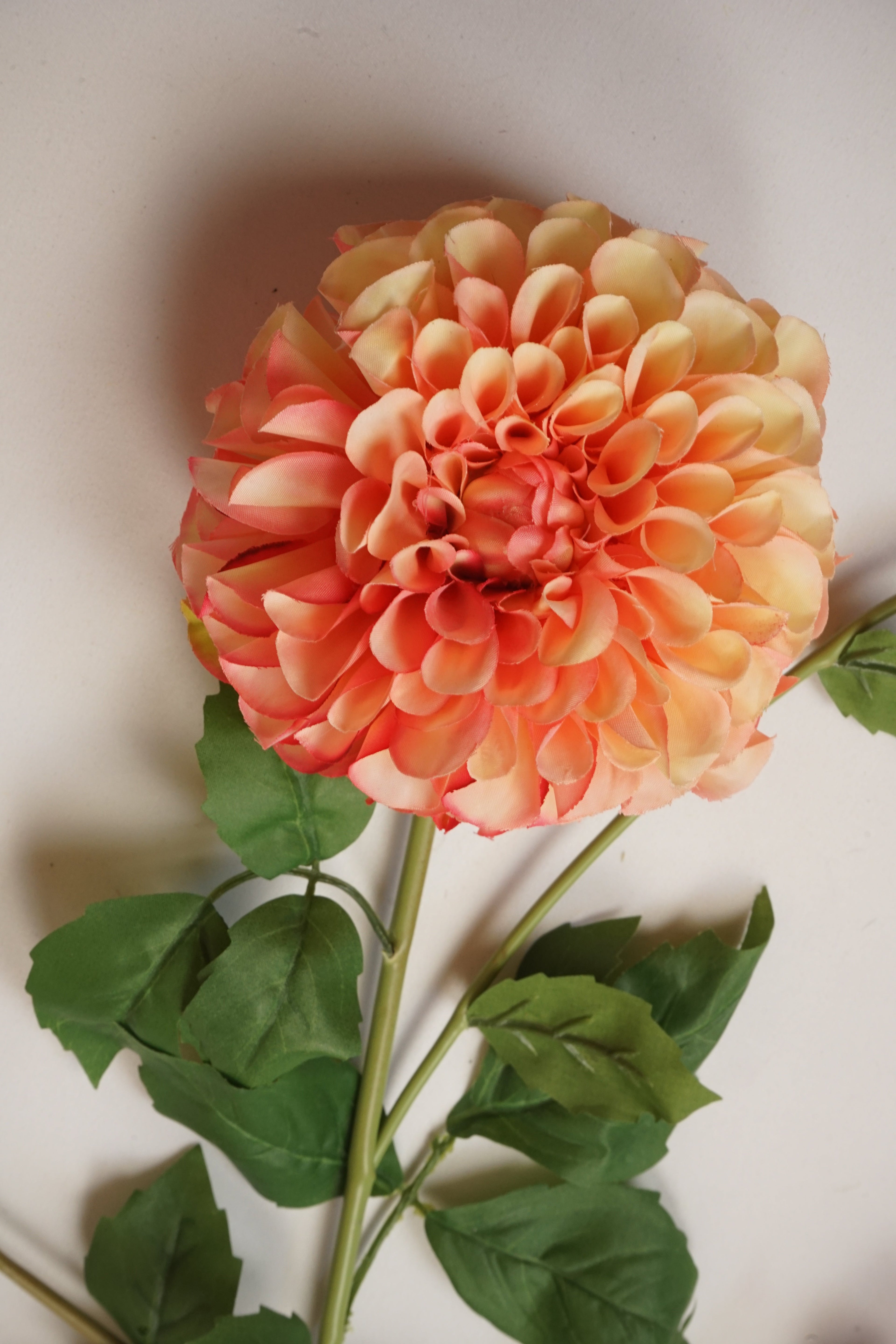 Faux Coral Peach Dahlia Spray