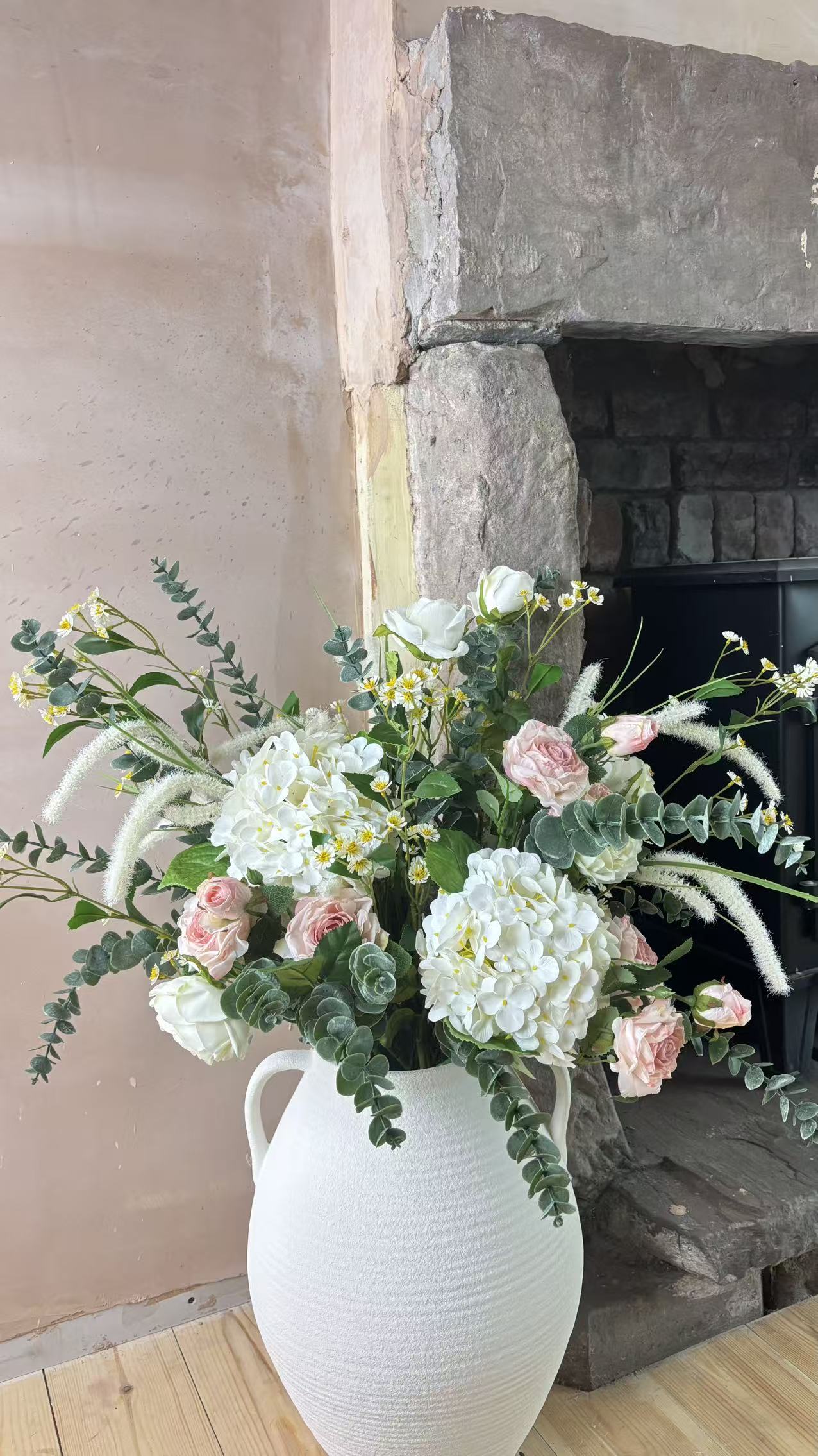 Blush Rose & Hydrangea Faux Arrangement