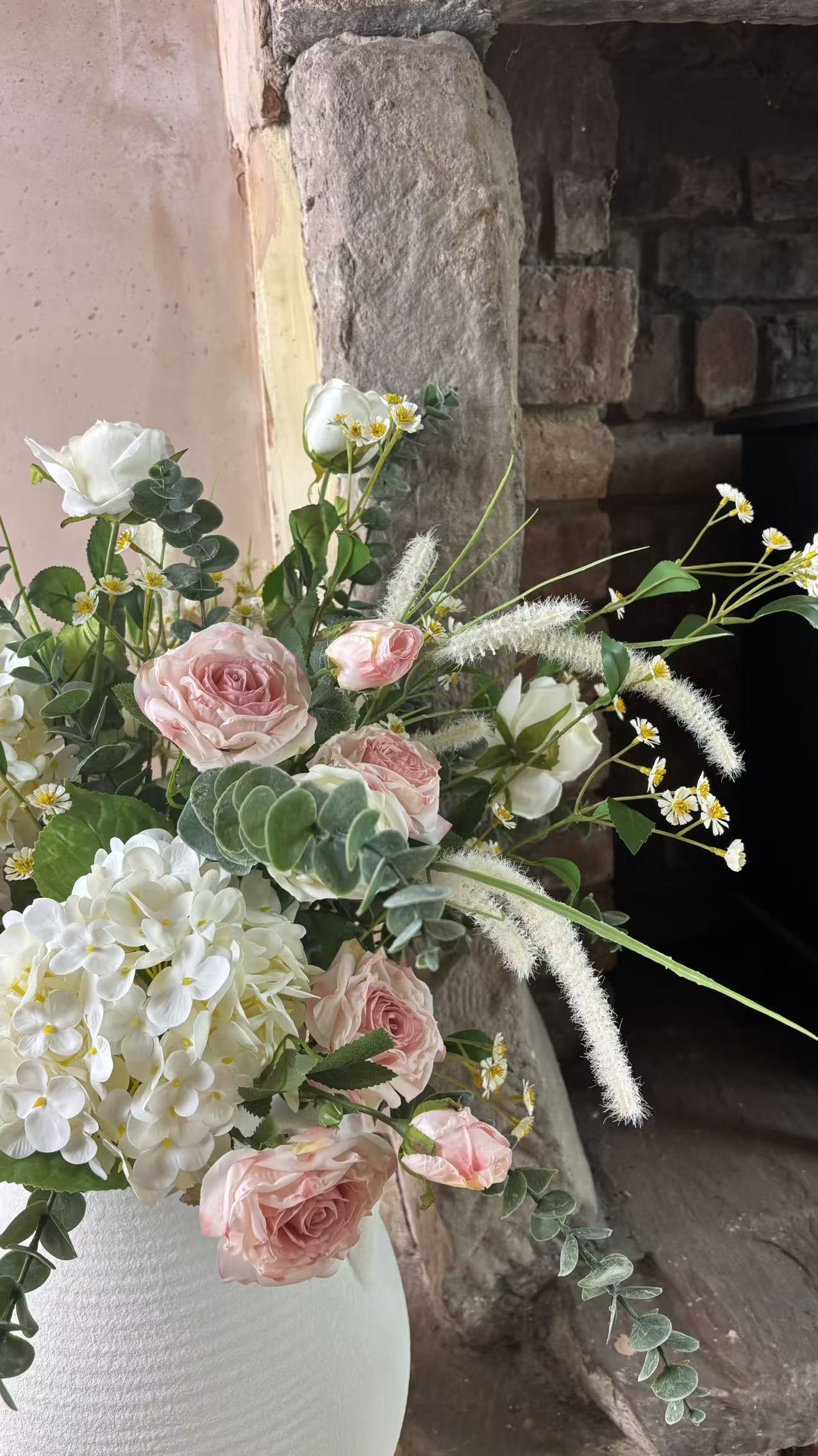 Blush Rose & Hydrangea Faux Arrangement