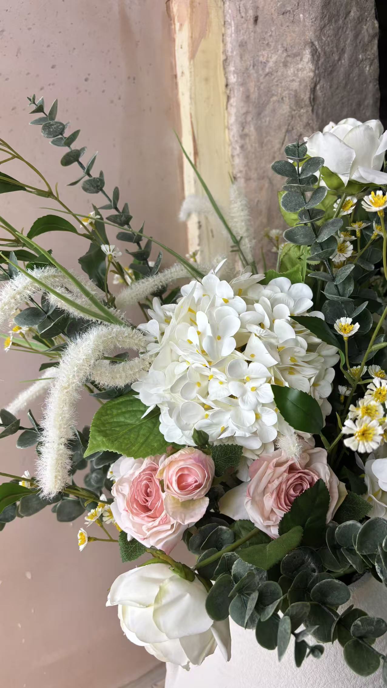 Blush Rose & Hydrangea Faux Arrangement