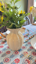 White Ribbed Belly Vase | Ceramic Flower Vase