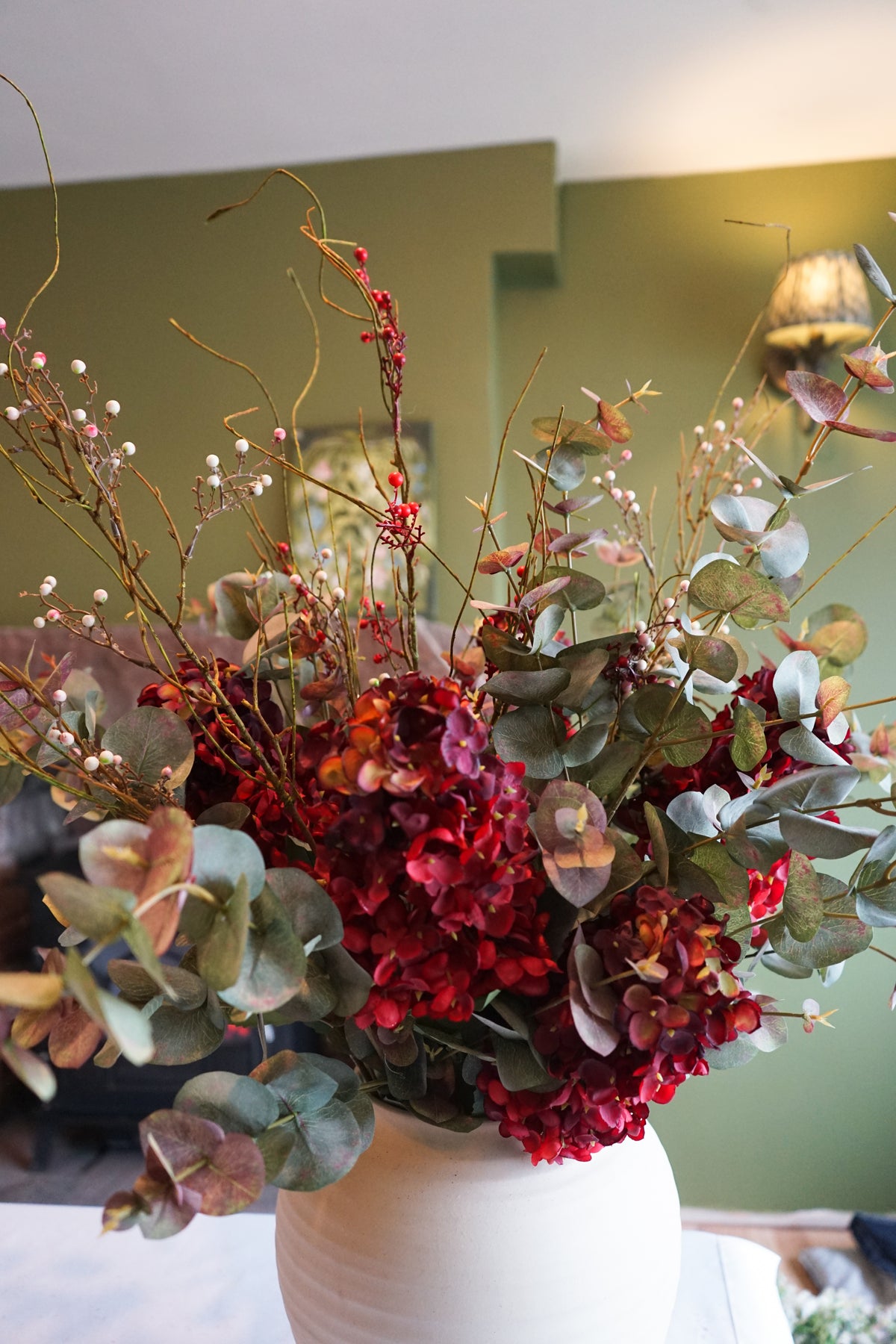 Faux Burgundy Cone Hydrangea