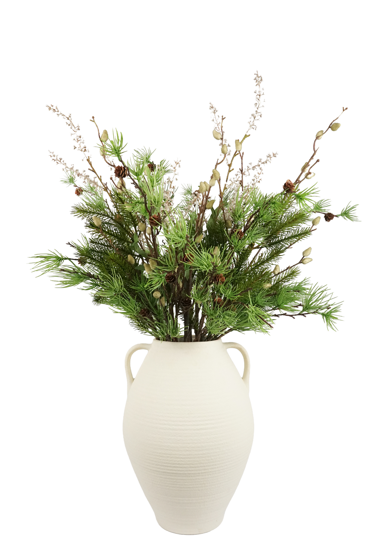 Faux Winter Pine Arrangement